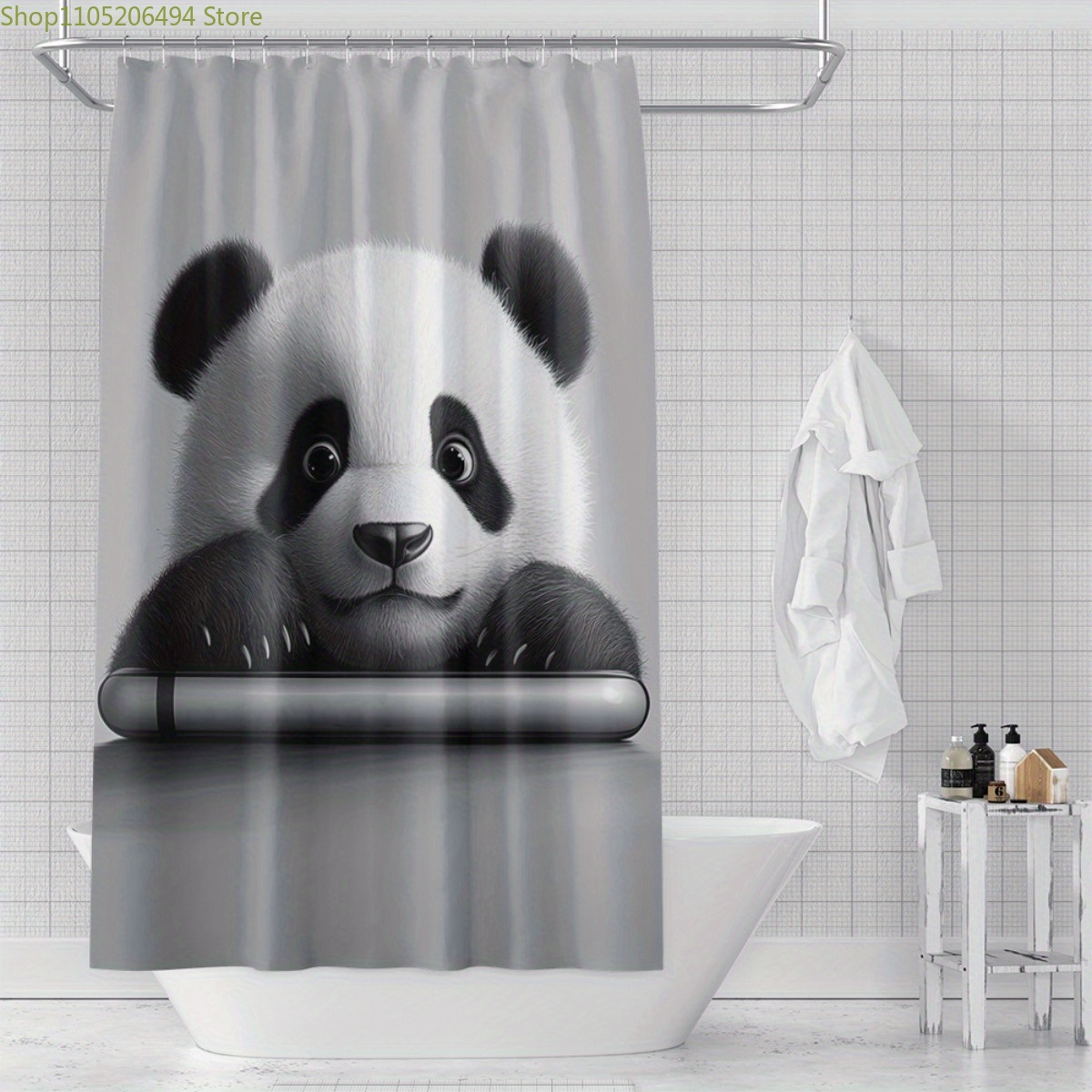 Home Bathroom Design Ideas - Urocza zasłonka prysznicowa z pandą, uroczy
