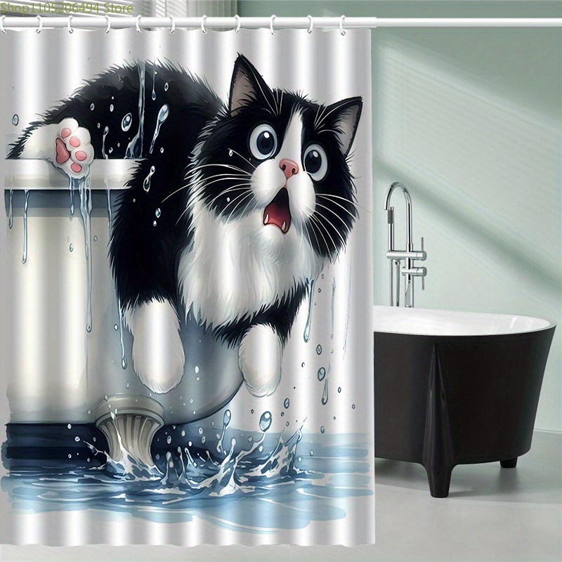 Home Bathroom Design Ideas - Zabawny kot skaczący z wanny na