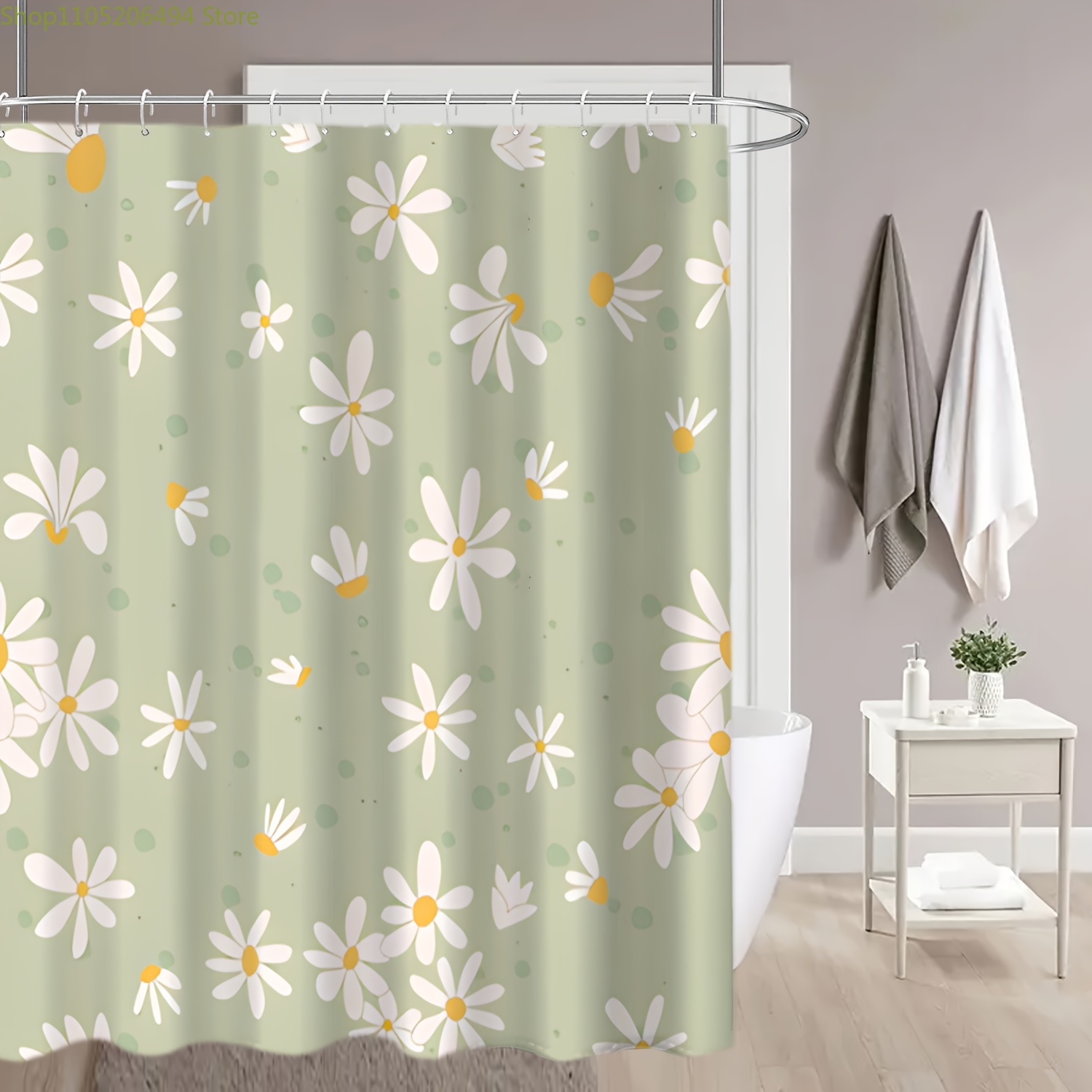 Home Bathroom Design Ideas - Urocza zasłona prysznicowa z motywem stokrotek,