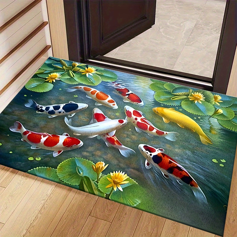 Home Bathroom Design Ideas - Koberec z motywem żywych ryb Koi