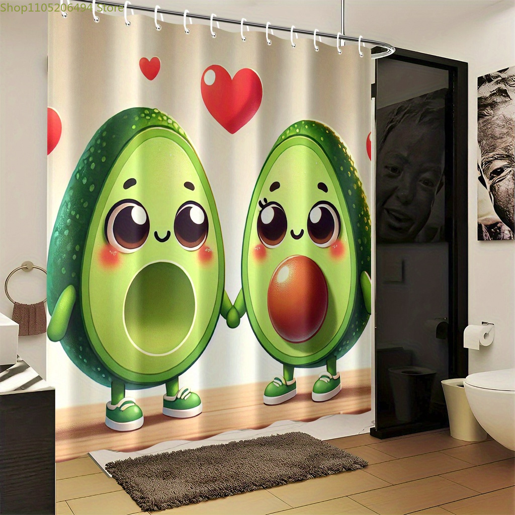 Home Bathroom Design Ideas - Urocza zasłona prysznicowa z motywem awokado
