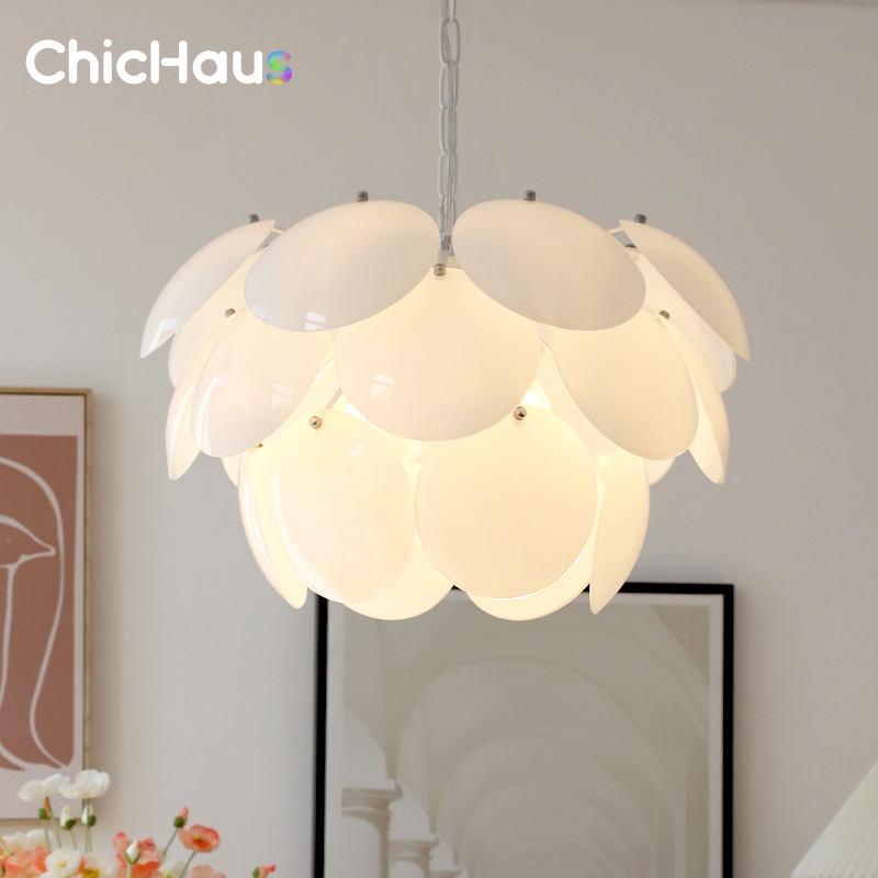 Home Of The Year Bathroom - Szklana lampa sufitowa nowoczesna minimalistyczna kremowa