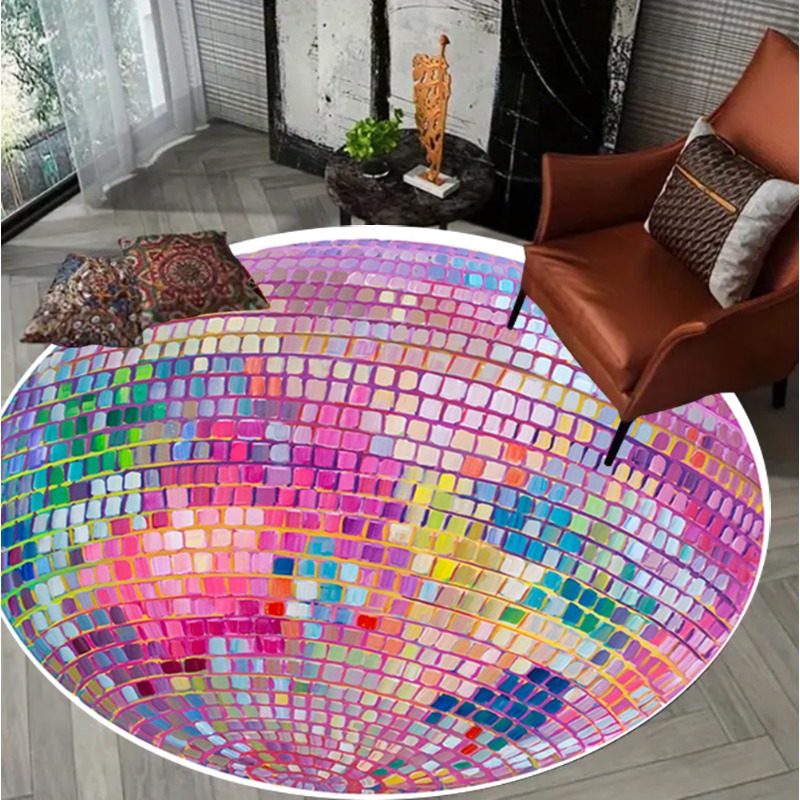 Home Goods Bathroom Rugs - Kolorowa okrągła mata podłogowa o kwadratowym