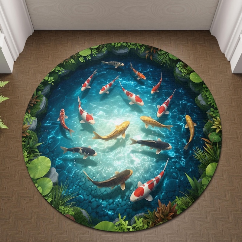 Dywan okrągły 2D z motywem ryb – Home Goods Bathroom Rugs recenzja i cena