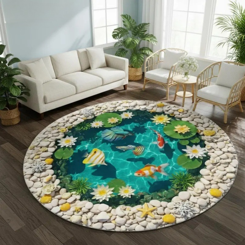 Dywan okrągły 2D z motywem ryb – Home Goods Bathroom Rugs recenzja i cena