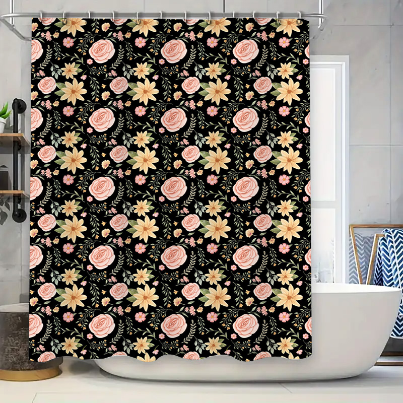 Czarno-biała wzorzysta zasłona – Home Bathroom Remodel recenzja i cena