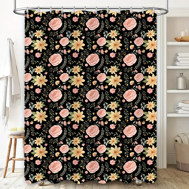 Czarno-biała wzorzysta zasłona – Home Bathroom Remodel recenzja i cena