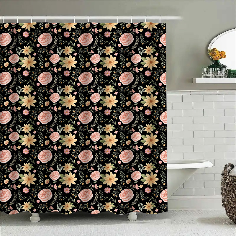 Czarno-biała wzorzysta zasłona – Home Bathroom Remodel recenzja i cena